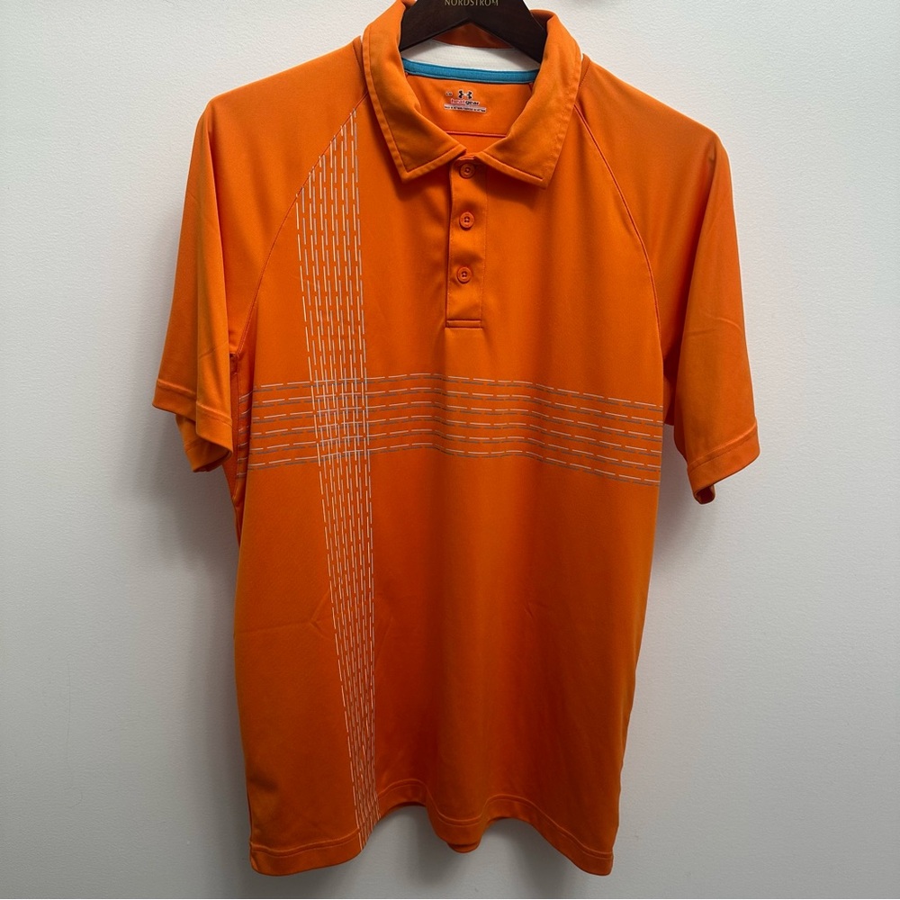 Under Armour Heatgear Orange Lightweight Short Sleeve Polo Shirt Men’s Large